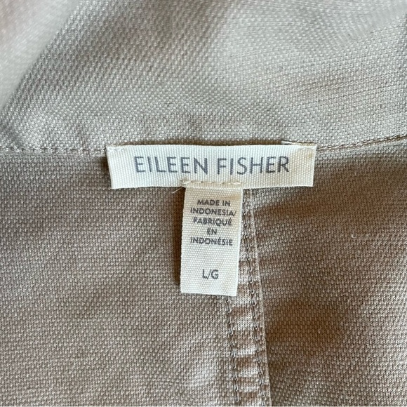 Eileen Fisher Organic Cotton Hemp Stand Collar Chore Jacket in Khaki - Picture 7 of 12